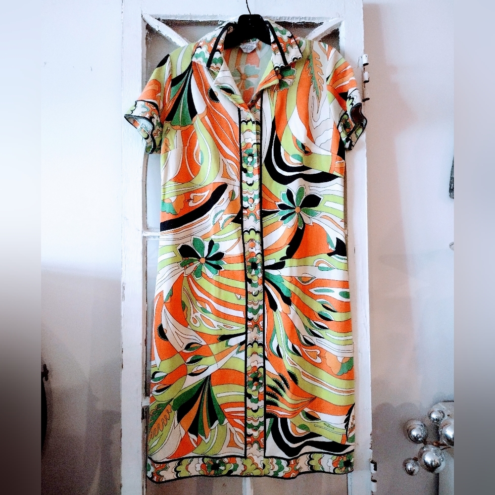 Mr. Dino 1960s Elaborate Pucci style Print Dress Size 12
